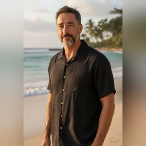 Batik Bay Men's Black Hawaiian Shirt XL Short Sleeve Button Down Casual Tropical